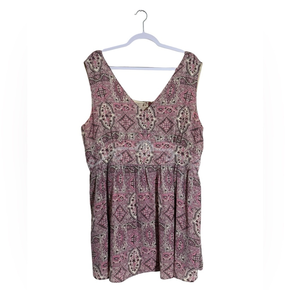 Seven7 Women’s 100% Silk Tunic Blouse | Geometric Print With Beaded Detail | XXL